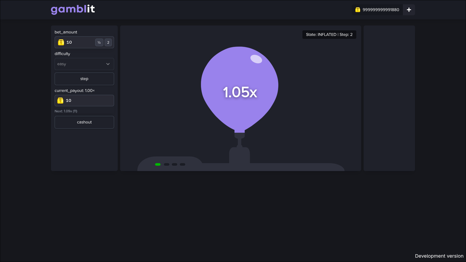 The Pump game on Gamblit, mid-round